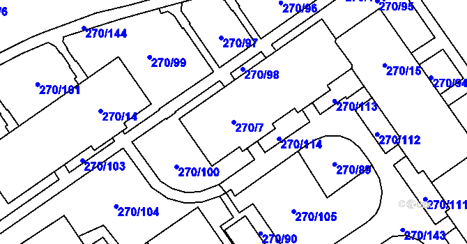 Parcela st. 270/7 v KÚ Dobruška, Katastrální mapa