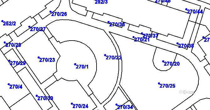 Parcela st. 270/22 v KÚ Dobruška, Katastrální mapa