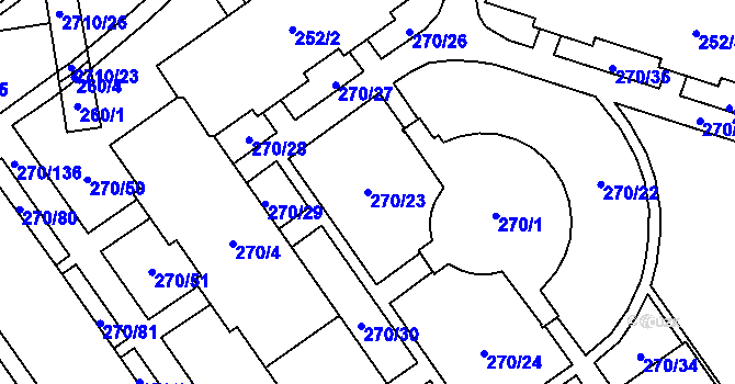 Parcela st. 270/23 v KÚ Dobruška, Katastrální mapa