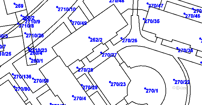 Parcela st. 270/27 v KÚ Dobruška, Katastrální mapa