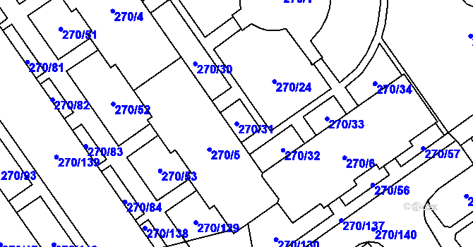 Parcela st. 270/31 v KÚ Dobruška, Katastrální mapa