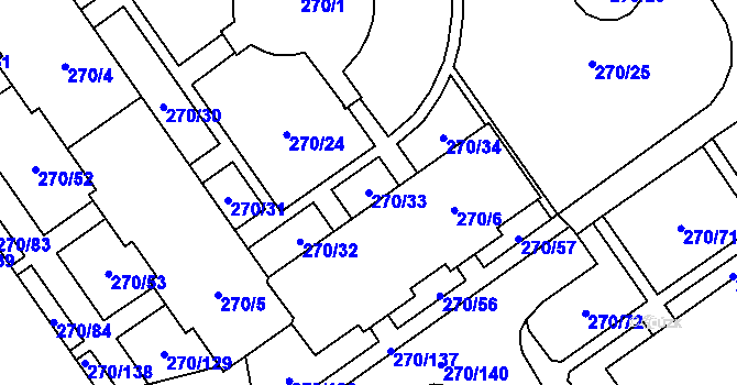 Parcela st. 270/33 v KÚ Dobruška, Katastrální mapa