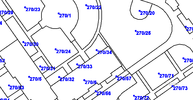 Parcela st. 270/34 v KÚ Dobruška, Katastrální mapa