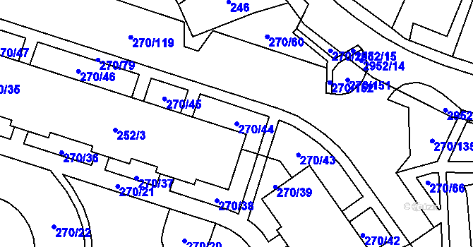 Parcela st. 270/44 v KÚ Dobruška, Katastrální mapa