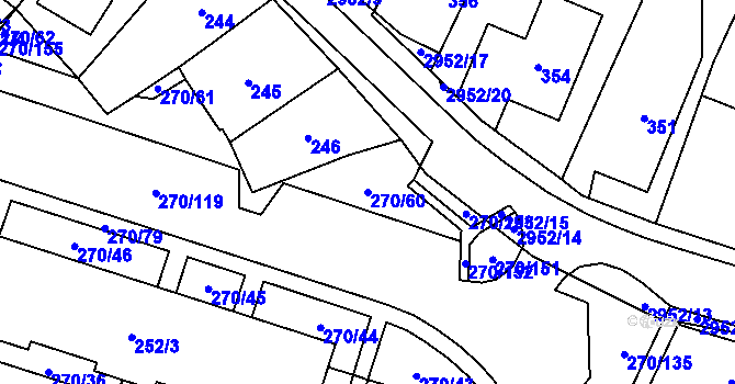 Parcela st. 270/60 v KÚ Dobruška, Katastrální mapa