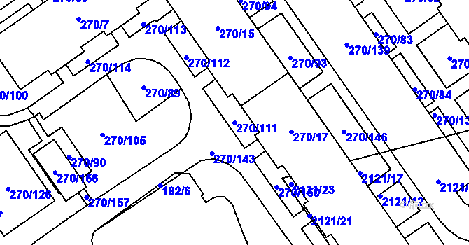 Parcela st. 270/111 v KÚ Dobruška, Katastrální mapa