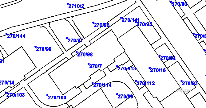 Parcela st. 270/125 v KÚ Dobruška, Katastrální mapa