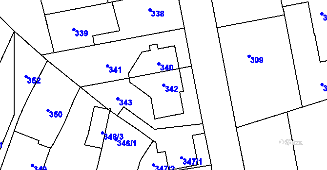 Parcela st. 342 v KÚ Dobruška, Katastrální mapa