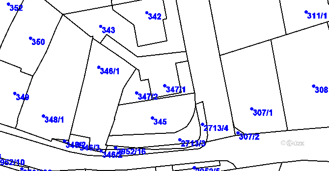 Parcela st. 347/1 v KÚ Dobruška, Katastrální mapa