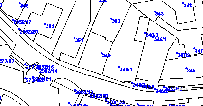 Parcela st. 349 v KÚ Dobruška, Katastrální mapa