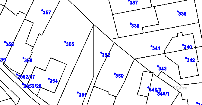 Parcela st. 352 v KÚ Dobruška, Katastrální mapa