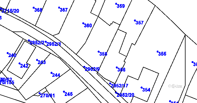 Parcela st. 358 v KÚ Dobruška, Katastrální mapa