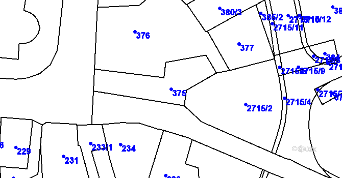 Parcela st. 375 v KÚ Dobruška, Katastrální mapa