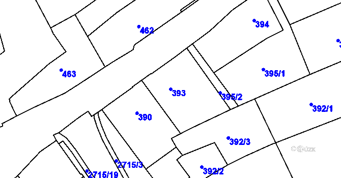 Parcela st. 393 v KÚ Dobruška, Katastrální mapa