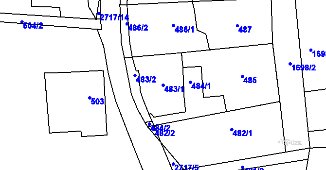 Parcela st. 483/1 v KÚ Dobruška, Katastrální mapa
