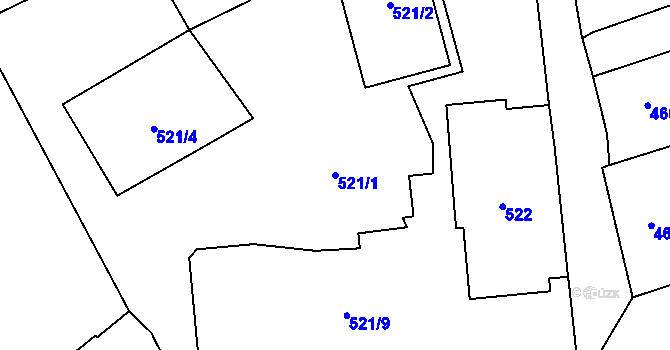 Parcela st. 521/1 v KÚ Dobruška, Katastrální mapa