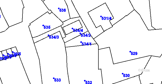 Parcela st. 534/1 v KÚ Dobruška, Katastrální mapa