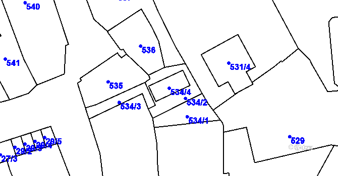 Parcela st. 534/4 v KÚ Dobruška, Katastrální mapa