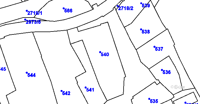 Parcela st. 540 v KÚ Dobruška, Katastrální mapa