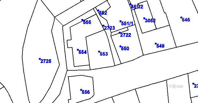 Parcela st. 553 v KÚ Dobruška, Katastrální mapa