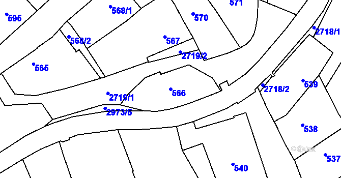 Parcela st. 566 v KÚ Dobruška, Katastrální mapa