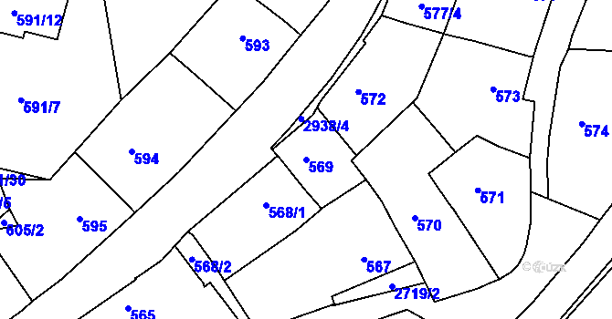 Parcela st. 569 v KÚ Dobruška, Katastrální mapa