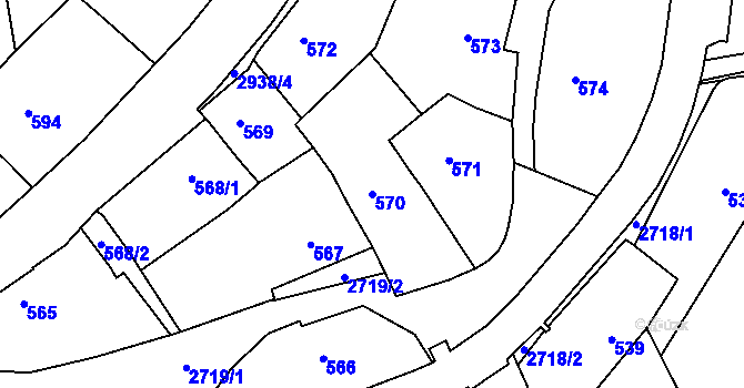Parcela st. 570 v KÚ Dobruška, Katastrální mapa