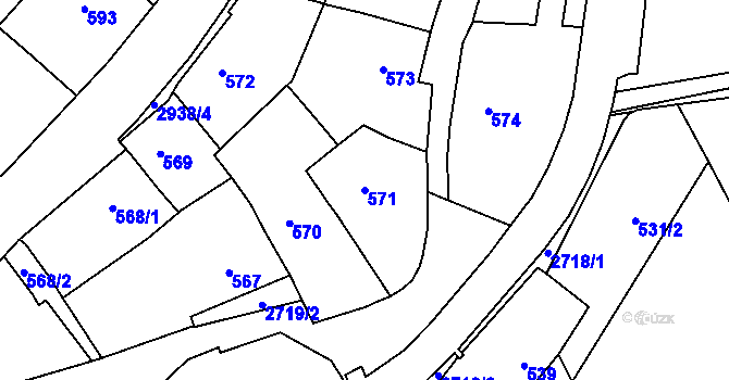 Parcela st. 571 v KÚ Dobruška, Katastrální mapa