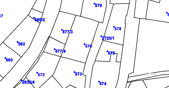 Parcela st. 576 v KÚ Dobruška, Katastrální mapa
