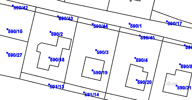 Parcela st. 590/3 v KÚ Dobruška, Katastrální mapa