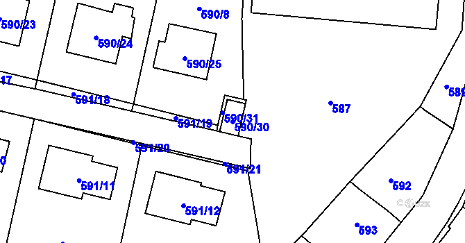 Parcela st. 590/30 v KÚ Dobruška, Katastrální mapa