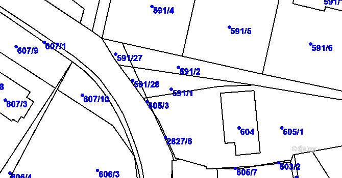 Parcela st. 591/1 v KÚ Dobruška, Katastrální mapa