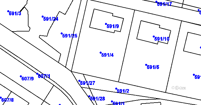 Parcela st. 591/4 v KÚ Dobruška, Katastrální mapa