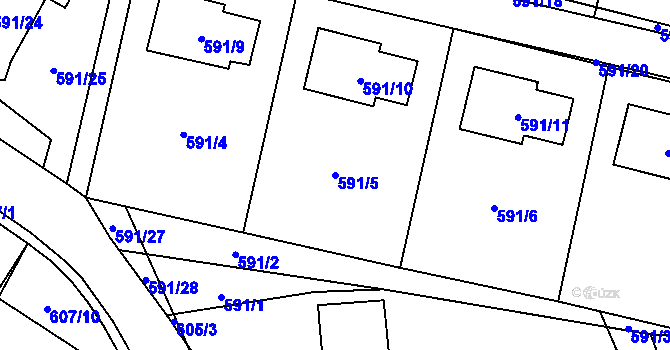 Parcela st. 591/5 v KÚ Dobruška, Katastrální mapa