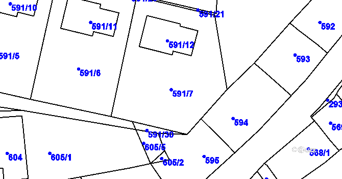 Parcela st. 591/7 v KÚ Dobruška, Katastrální mapa