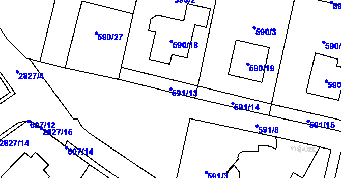 Parcela st. 591/13 v KÚ Dobruška, Katastrální mapa