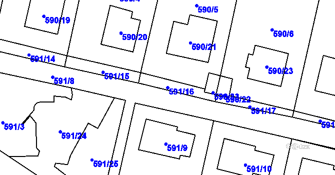 Parcela st. 591/16 v KÚ Dobruška, Katastrální mapa