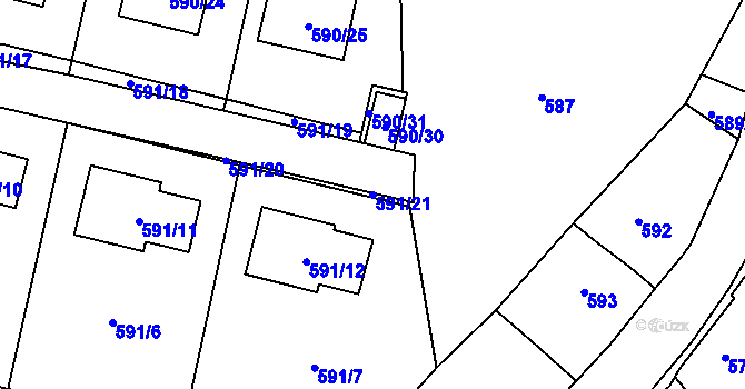 Parcela st. 591/21 v KÚ Dobruška, Katastrální mapa