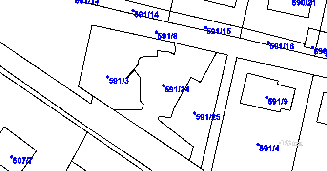 Parcela st. 591/24 v KÚ Dobruška, Katastrální mapa