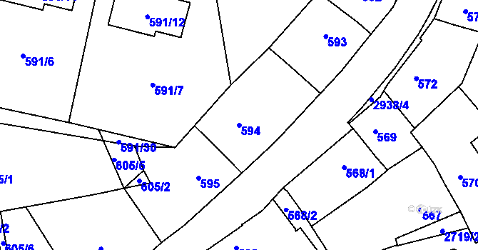 Parcela st. 594 v KÚ Dobruška, Katastrální mapa