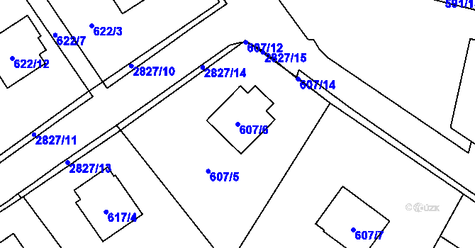 Parcela st. 607/6 v KÚ Dobruška, Katastrální mapa