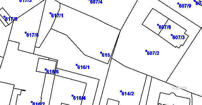 Parcela st. 615 v KÚ Dobruška, Katastrální mapa
