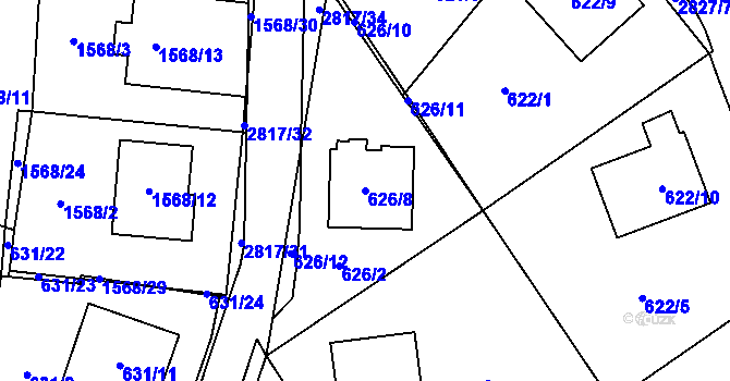 Parcela st. 626/8 v KÚ Dobruška, Katastrální mapa