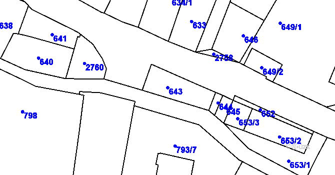 Parcela st. 643 v KÚ Dobruška, Katastrální mapa