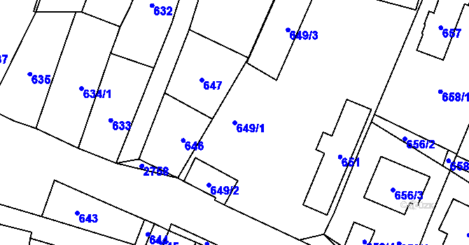 Parcela st. 649/1 v KÚ Dobruška, Katastrální mapa