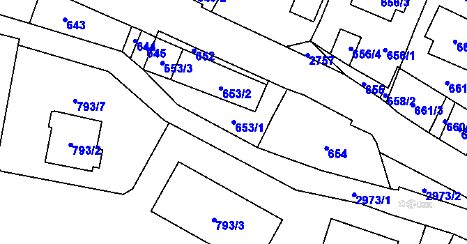 Parcela st. 653/1 v KÚ Dobruška, Katastrální mapa