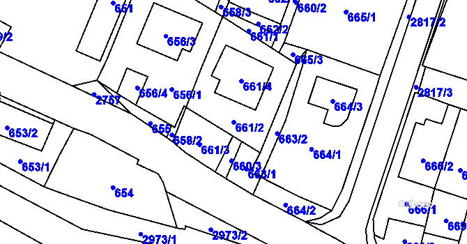 Parcela st. 661/2 v KÚ Dobruška, Katastrální mapa