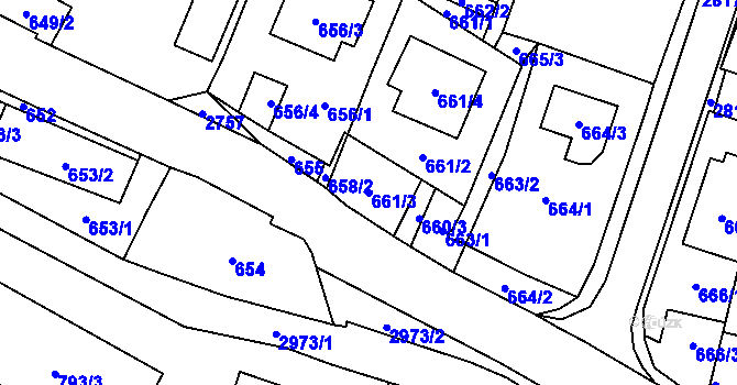 Parcela st. 661/3 v KÚ Dobruška, Katastrální mapa