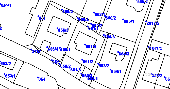 Parcela st. 661/4 v KÚ Dobruška, Katastrální mapa