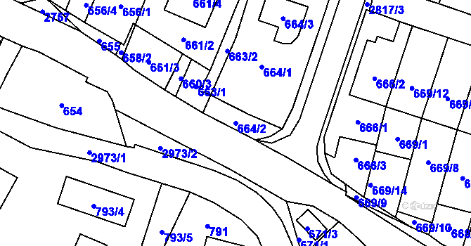 Parcela st. 664/2 v KÚ Dobruška, Katastrální mapa